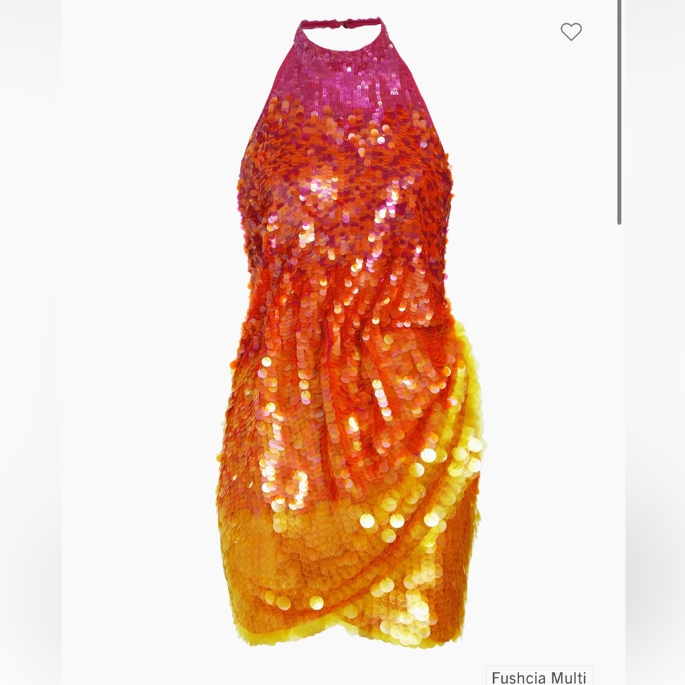 NWT Ronny Kobo Jo Sequin Halterneck Minidress